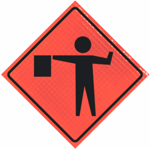 Roll-up Signs Flagger (symbol) (w20-7)– Super Bright™ Reflective 36"