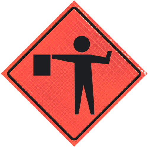 Roll-up Signs Flagger (symbol) (w20-7)– Super Bright™ Reflective 36"