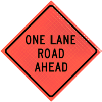Keep Right (r4-7) 36" Marathon™ Roll-up Sign Legend - Keep Right | 36" X 36" Roll-up Super Bright™ - One Lane Road Ahead (w20-4)