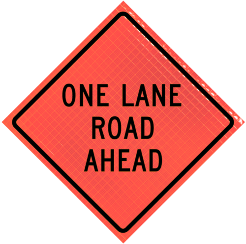 Roll-up super bright Traffic sign one lane ahead mutcd