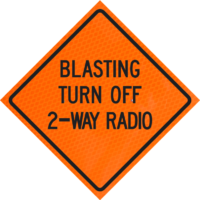 Blasting Zone Ahead (w22-1) 36" Diamond Grade™ Roll-up | Blasting Turn Off 2-wayradio 36" Diamond Grade™ Roll-up