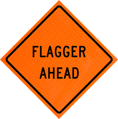 Flagger Ahead (w20-7a) 36" Diamond Grade™ Roll-up | Flagger Ahead (w20-7a) 36" Diamond Grade™ Roll-up