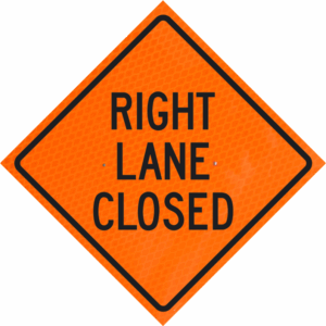 Right Lane Closed (w20-5r) 36" Diamond Grade™  Roll-up