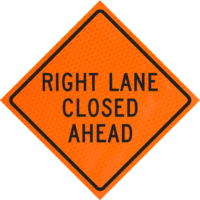 1000 Ft Overlay 36" Diamond Grade™ Roll-up | Right Lane Closed Ahead (w20-5r) 36" Diamond Grade™ Roll-up