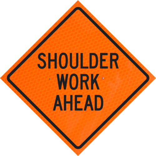 Shoulder Work Ahead 36" Diamond Grade™ Roll-up | Shoulder Work Ahead 36" Diamond Grade™ Roll-up