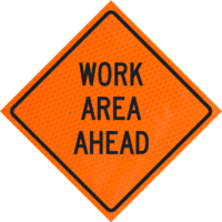 Blasting Turn Off 2-wayradio 36" Diamond Grade™ Roll-up | Work Area Ahead 36" Diamond Grade™ Roll-up