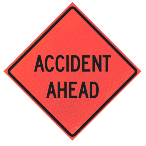 accident ahead sign roll up vinyl sign
