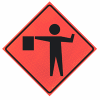Flagger Ahead (w20-7a) 36" Marathon™ Roll-up Sign | Flagger (symbol) (w20-7) 36" Marathon™ Roll-up Sign