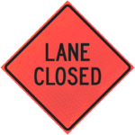 Flagger (symbol) (w20-7) 36" Marathon™ Roll-up Sign | Lane Closed 36" Marathon™ Roll-up Sign