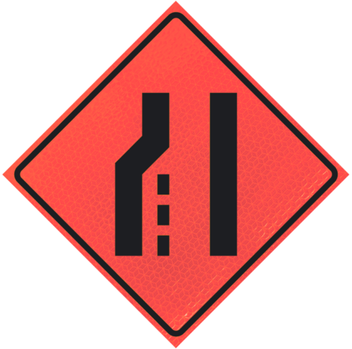 Left Lane Reduction (symbol) 36" Marathon™ Roll-up Sign | Left Lane Reduction (symbol) 36" Marathon™ Roll-up Sign