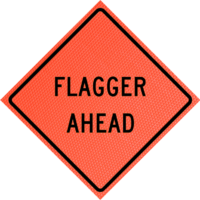 One Lane Road Ahead (w20-4) 36" Mesh Roll-up Sign | Flagger Ahead (w20-7a) 36" Mesh Roll-up Sign
