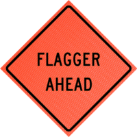 Shoulder Work Ahead 36" Mesh Roll-up Sign | Flagger Ahead (w20-7a) 36" Mesh Roll-up Sign