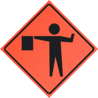 Flagger (symbol) (w20-7) 36" Mesh Roll-up Sign | Flagger (symbol) (w20-7) 36" Mesh Roll-up Sign