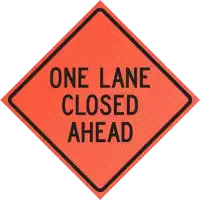 one lane closed ahead roll up sign