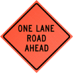 One Lane Road Ahead (w20-4) 36" Mesh Roll-up Sign | One Lane Road Ahead (w20-4) 36" Mesh Roll-up Sign