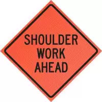 Flagger (symbol) (w20-7) 36" Mesh Roll-up Sign | Shoulder Work Ahead 36" Mesh Roll-up Sign