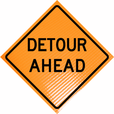 detour ahead sign