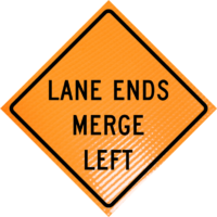 Lane Ends Merge Left (w9-2l) 36" Non-reflective Roll-up - Image 1