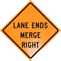 | Lane Ends Merge Right (w9-2r) 36" Non-reflective Roll-up