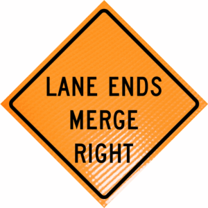 Lane Ends Merge Right (w9-2r) 36" Non-reflective Roll-up