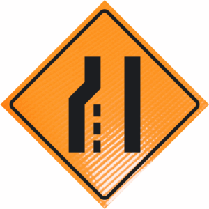 Left Lane Reduction (symbol) 36" Non-reflective Roll-up