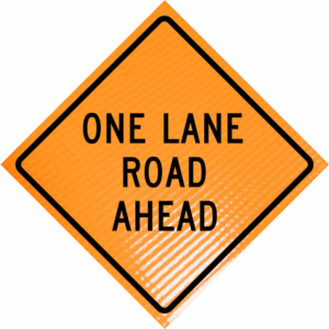 One Lane Road Ahead (w20-4)36" Non-reflective Roll-up Sign
