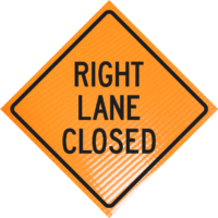 | Right Lane Closed (w20-5r)36" Non-reflective Roll-up Sign