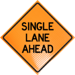 | Single Lane Ahead 36" Non-reflective Roll-up Sign