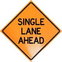 | Single Lane Ahead 36" Non-reflective Roll-up Sign