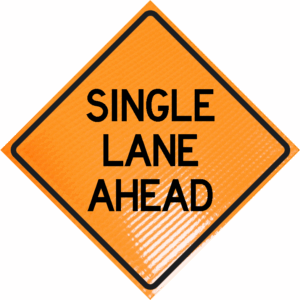 Single Lane Ahead 36" Non-reflective Roll-up Sign