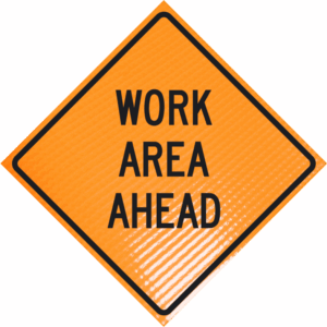 Work Area Ahead 36" Non-reflective Roll-up Sign