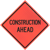 | Construction Ahead 36" Super Bright™ Reflective Vinyl Roll-up Sign