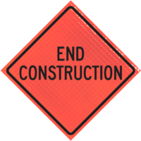 END CONSTRUCTION 36" Super Bright™ Reflective Vinyl Roll-Up Sign