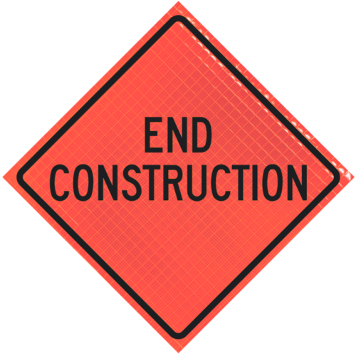END CONSTRUCTION 36" Super Bright™ Reflective Vinyl Roll-Up Sign