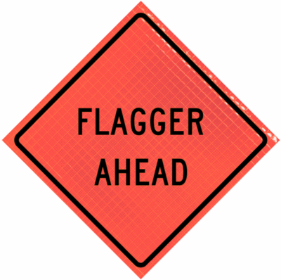 | Flagger Ahead (w20-7a) 36" Super Bright™ Reflective Vinyl Roll-up Sign
