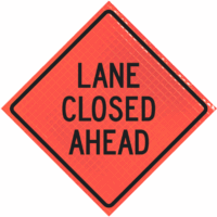 Lane Closed Ahead 36" Super Bright™ Reflective Vinyl Roll-up Sign - Image 1