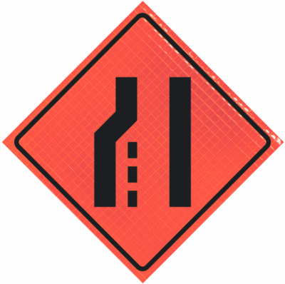 | Left Lane Reduction (symbol) 36" Super Bright™ Reflective Vinyl Roll-up Sign