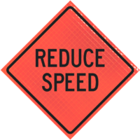 Reduce Speed 36" Super Bright™ Reflective Vinyl Roll-up Sign - Image 1