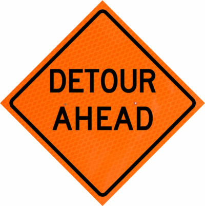 Detour Ahead (w20-2) 48" Diamond Grade™Roll-up | Detour Ahead (w20-2) 48" Diamond Grade™Roll-up