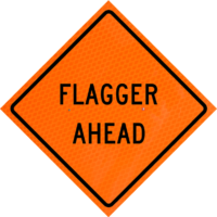 One Lane Closed Ahead 48" Diamond Grade™ Roll-up | Flagger Ahead (w20-7a) 48" Diamond Grade™ Roll-up