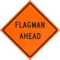 One Lane Closed Ahead 48" Diamond Grade™ Roll-up | Flagman Ahead 48" Diamond Grade™ Roll-up