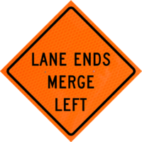 Prepare To Stop 48" Diamond Grade™ Roll-up | Lane Ends Merge Left (w9-2l) 48" Diamond Grade™ Roll-up