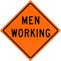 One Lane Closed Ahead 48" Diamond Grade™ Roll-up | Men Working 48" Diamond Grade™ Roll-up