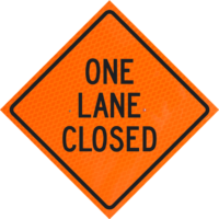 one lane closed ahead roll sign