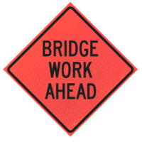 End Constructio 48" Marathon™ Roll-up Sign | Bridge Work Ahead 48" Marathon™ Roll-up Sign
