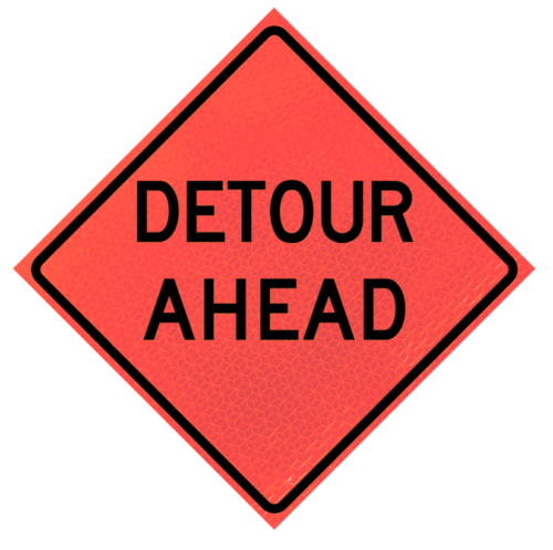 DETOUR AHEAD Roll-Up Sign