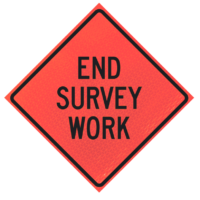 Bridge Work Ahead 48" Marathon™ Roll-up Sign | End Survey Work 48" Marathon™ Roll-up Sign