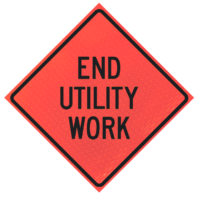 Lane Ends Merge Left (w9-2l) N48" Marathon™ Roll-up Sign | End Utility Work 48" Marathon™ Roll-up Sign