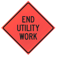 Single Lane Ahead 48" Marathon™ Roll-up | End Utility Work 48" Marathon™ Roll-up Sign