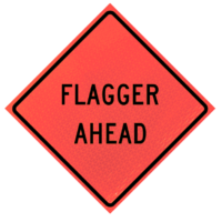 Lane Ends Merge Right (w9-2r) 48" Marathon™ Roll-up Sign | Flagger Ahead (w20-7a) 48" Marathon™ Roll-up